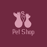 Cute pet shop logo with cat and dog