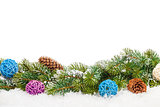 Christmas decor and snow fir tree