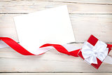 Greeting card and gift box with ribbon