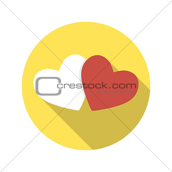 Flat Design Concept Heart Vector Illustration With Long Shadow.