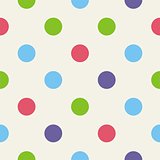 Tile vector pattern with colorful polka dots on grey background