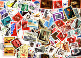 Background of Soviet postage stamps