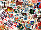 Background of Soviet postage stamps