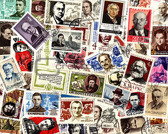 Famous people. Soviet postage stamps