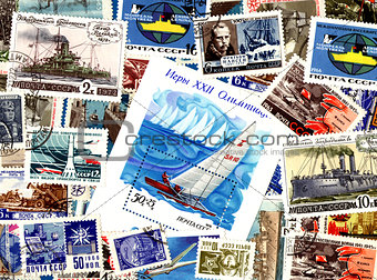 Technics. Soviet postage stamps