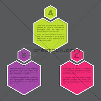 Simple infograhic with color hexagons