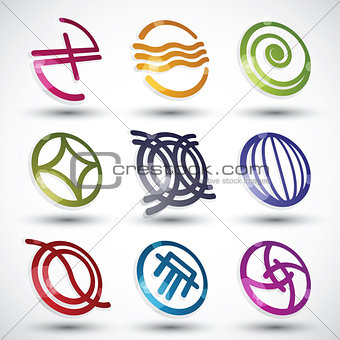 Abstract icons 3d designs vector set.