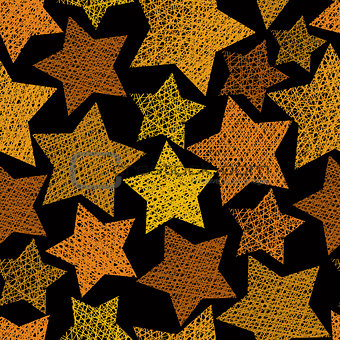 Golden stars seamless pattern, vector repeating background with 