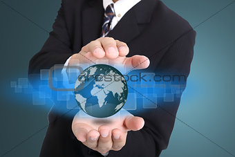 Businessman cover global business internet