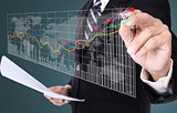 Businessman writing stock graph