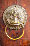 Close up Golden Chinese Old Door 