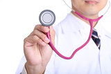 Medical doctor Holding Pink stethoscopeyour healthy concept 
