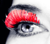 Closeup of an Eye with Long Red Eyelashes