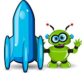 Green Robot and Rocket