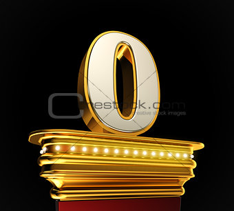 Number Zero on golden platform