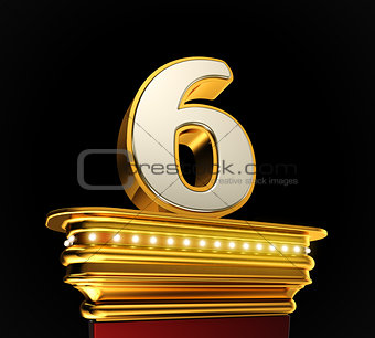Number Six on golden platform