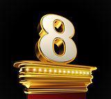 Number Eight on golden platform