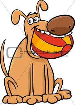 dog with ball cartoon illustration