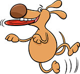 dog with frisbee cartoon illustration