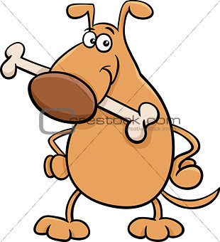 dog with bone cartoon illustration