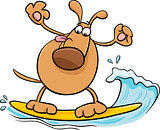 surfing dog cartoon illustration