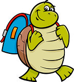 turtle with satchel cartoon illustration