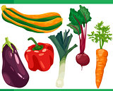 vegetables cartoon set illustration