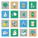 Ecology flat icons set with shadows