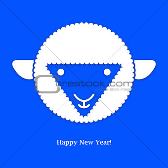 Sheep. New year card. Vector illustration