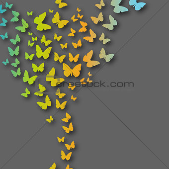 Valentine's Heart of butterflies vector background