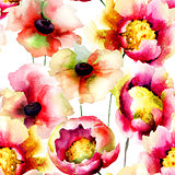 Seamless wallpaper with summer flowers