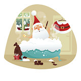 Santa taking a bath