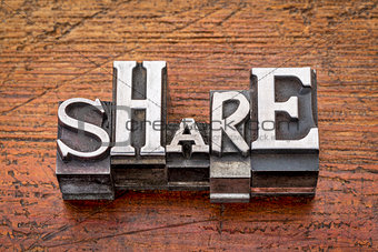 share word in metal type