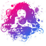 Colorful girl photographer illustration