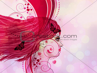 Girl and floral background