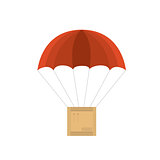 vector illustration of crate with red parachute