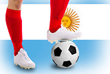 Argentina soccer player with football for competition 