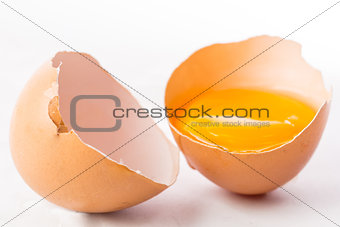 Broken egg isolated placed 