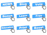 Different Web Buttons with Hand Cursor.