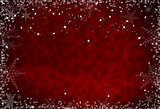 Christmas red background with snowflakes frame