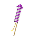 Firework rocket in purple design with burning wick