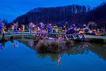 Christmas village by the lake view