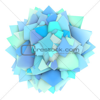 3d abstract blue shape on white