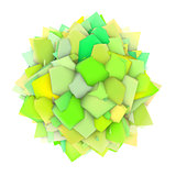 3d abstract green yellow shape on white 
