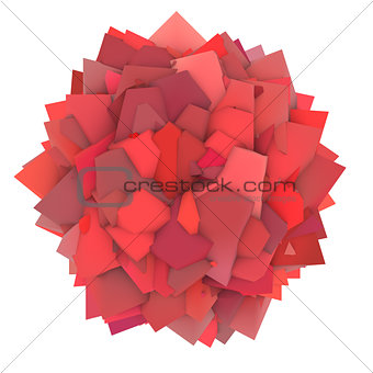 3d abstract red pink shape on white