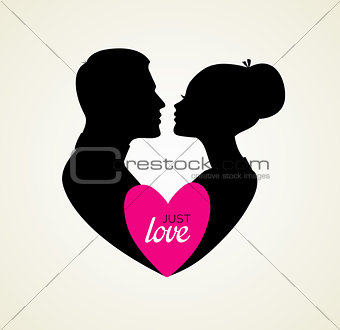 Couple's silhouette kissing image