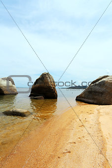 unusual rocks and boulders in the sea