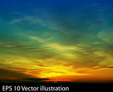 abstract nature clouds background with green blue sunrise