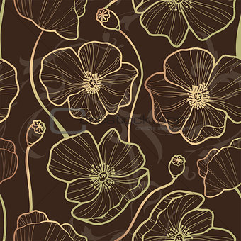 Elegance Seamless pattern with poppy