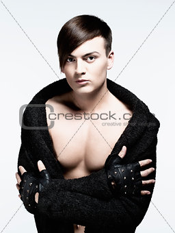 Trendy Young Man with Gloves